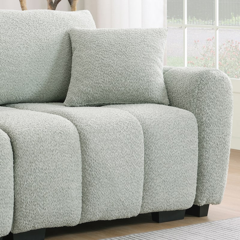 100" L-Shaped Sofa Boucle Fabric Couch with Movable Ottoman
