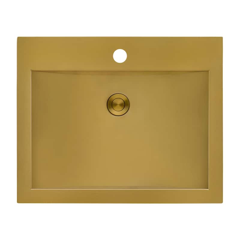 Ruvati 21 x 17 inch Brushed Gold Drop-in Topmount Bathroom Sink Polished Stainless Steel - 21 x 17 - 21 x 17