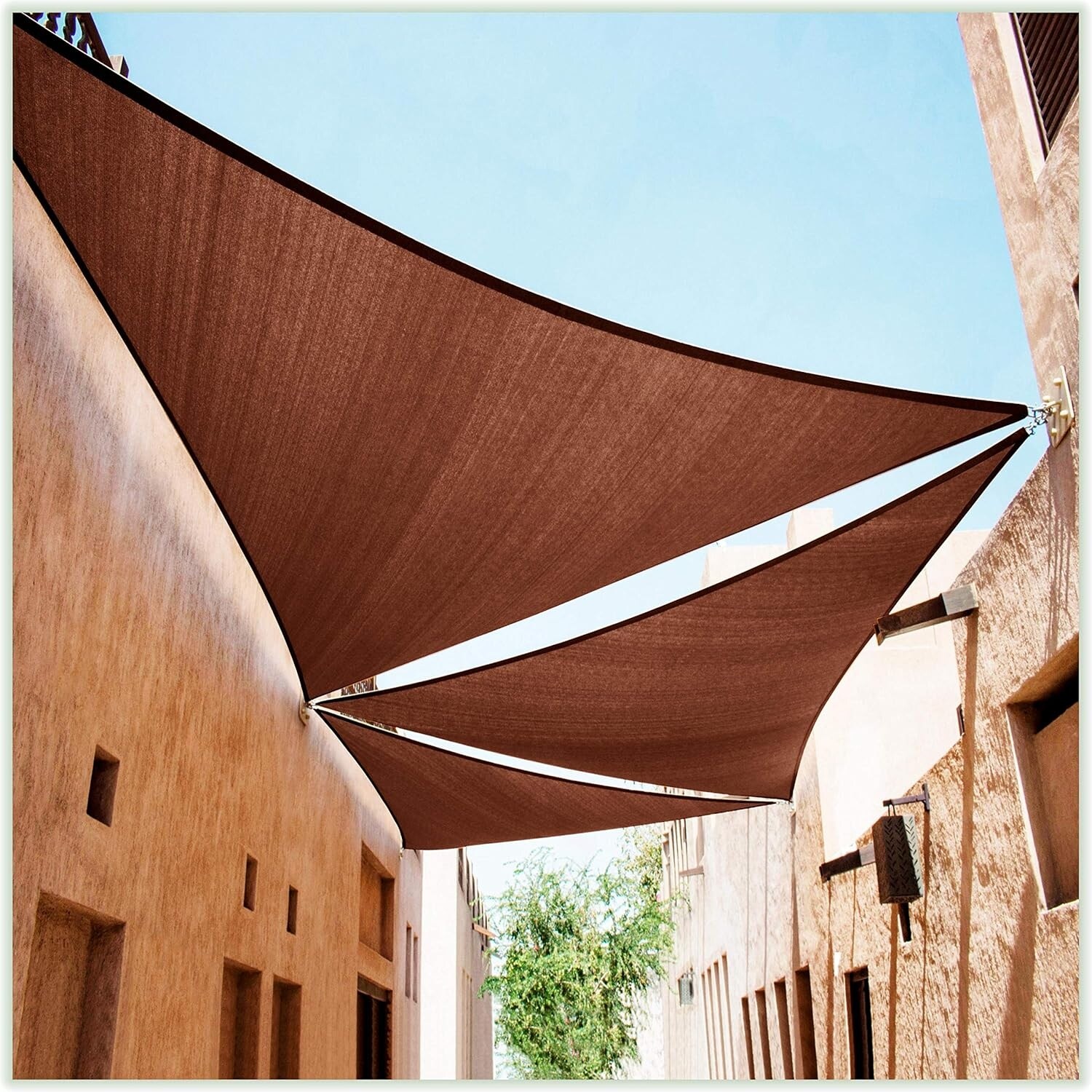 Custom Size 14' x 15' x 20.5' Brown Right Triangle Sun Shade Sail Canopy, UV Block UPF50, Heavy Duty 190 GSM Mesh Fabric