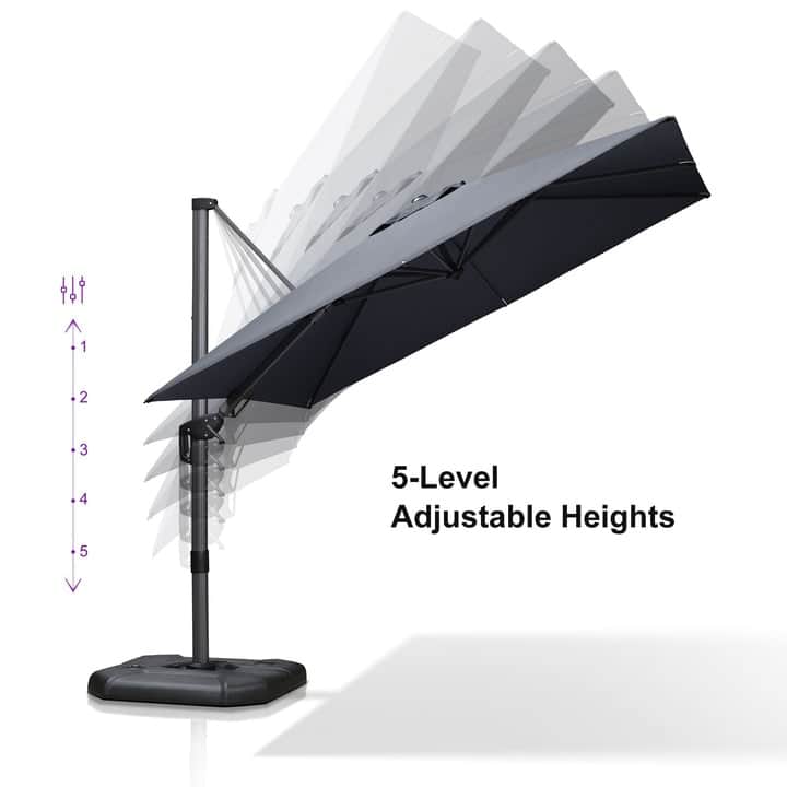 PURPLE LEAF 10 ft Left-right Tilting Patio Cantilever Umbrella with 360-degree Rotation