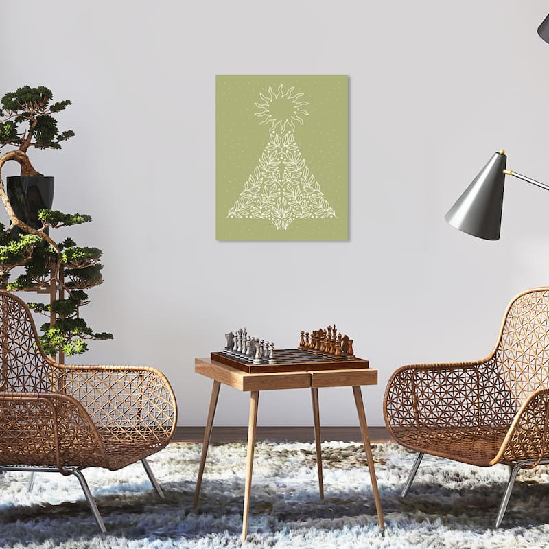 Wynwood Studio Canvas Holiday and Seasonal Pine on Warm Sage Green Green Modern & Contemporary Wall Art Canvas Print - 16 x 20