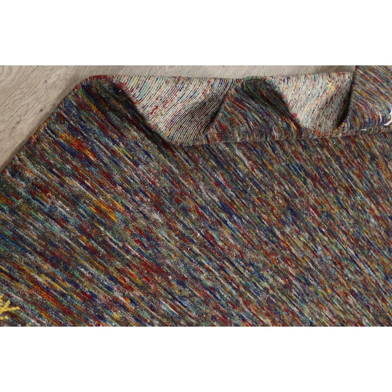 Hand Knotted Oriental 100% Wool Carpet Tribal Abstract Multi-Colored Gabbeh Area Rug - 8' 1'' X 5' 3''