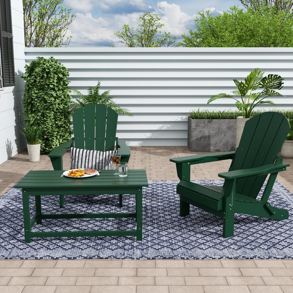 Laguna Hdpe All Weather Outdoor Patio Foldable Adirondack Chairs Conversation Set (3-Piece Set)