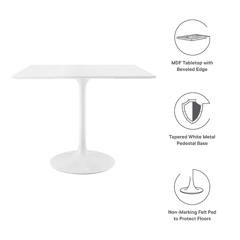 Square Wood Top Dining Table - White