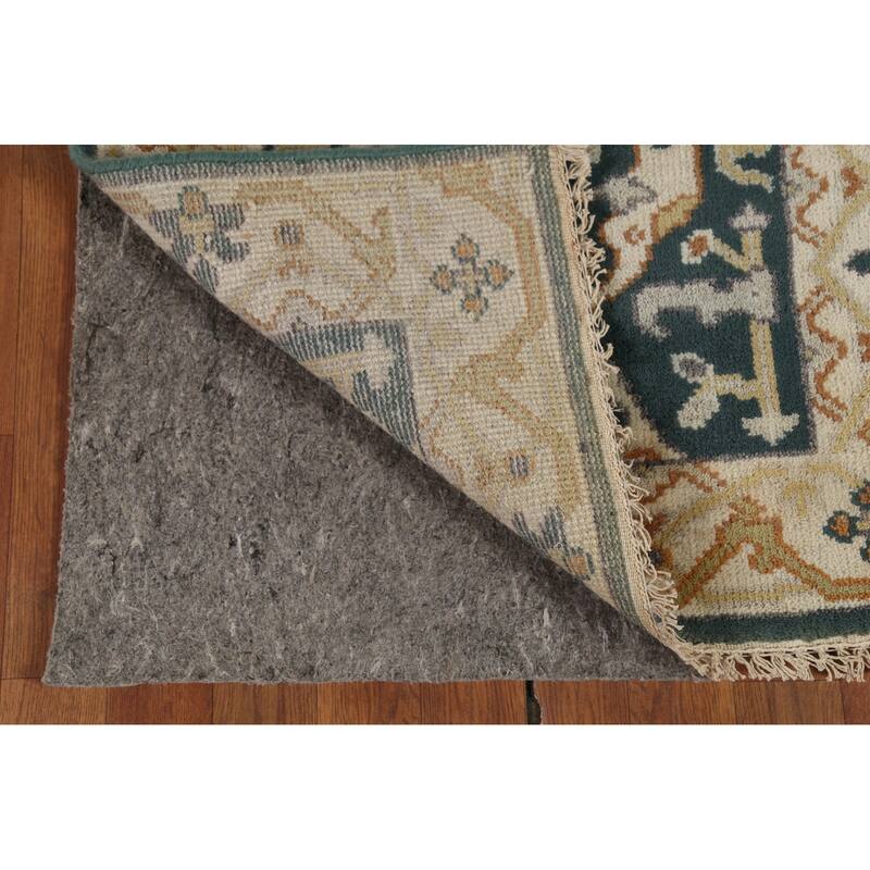 Handamde Green Oushak Oriental Runner Rug Hand-Knotted Wool Carpet - 2'7"x 9'8"