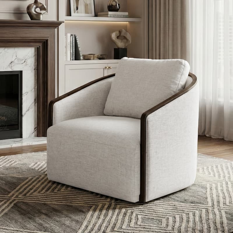 Furniture of America Quven Modern 32-inch Upholstered Swivel Arm Chair - White