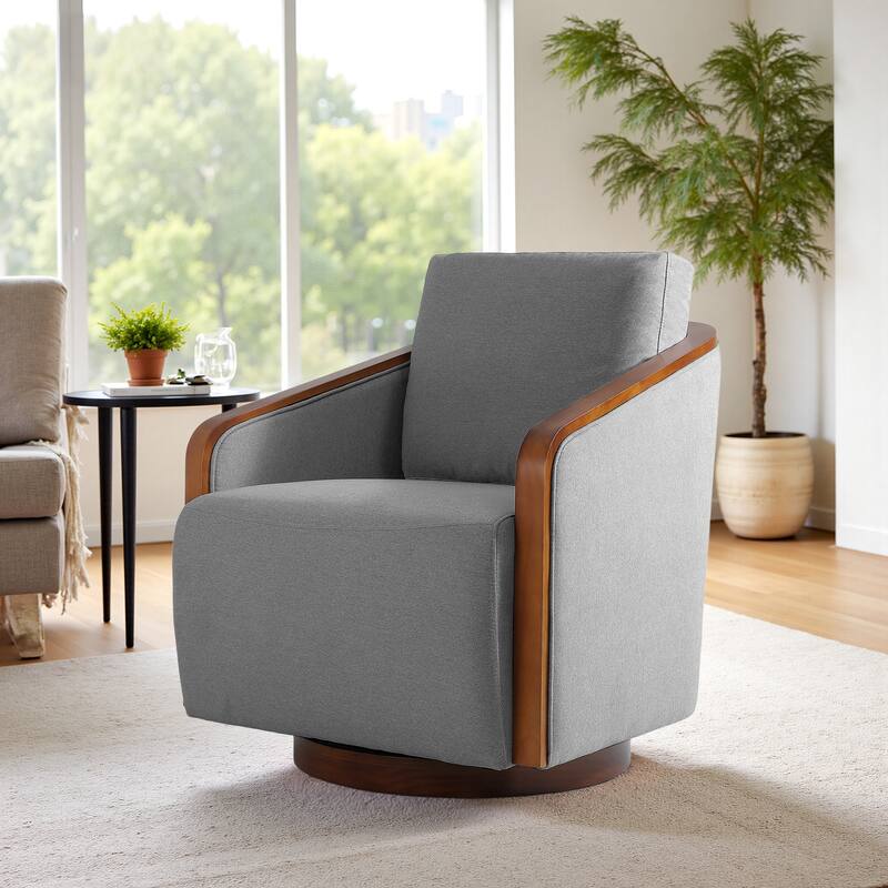 Chenille Modern 360°Swivel Barrel Chair Round Base