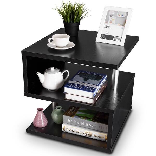 Gymax 3 Tier Coffee Table End Side Table W Storage Shelf Organizer Cabinet Rack Black Overstock 22590303