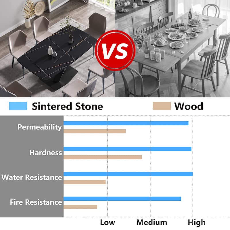 70.87"Modern artificial stone black curved black metal leg dining table-can accommodate 6-8 people