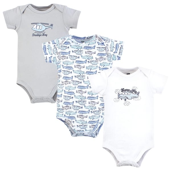 slide 1 of 1, Hudson Baby Infant Boy Cotton Bodysuits, Born To Fly 0-3 Months - Born To Fly