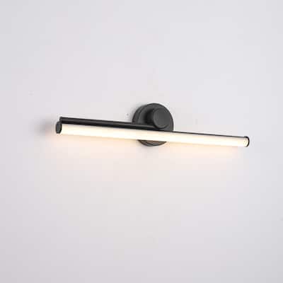 1-Light 23.8" W Modern Black Linear Metal Dimmbale Integrated LED Bathroom Vanity Mirror Light/Picture Light