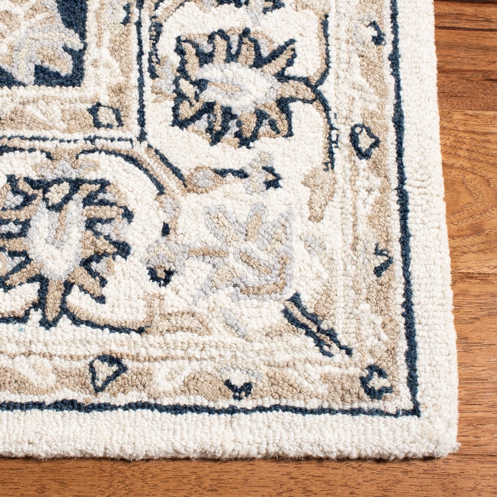 SAFAVIEH Handmade Micro-Loop Dashurie Transitional Medallion Wool Rug-