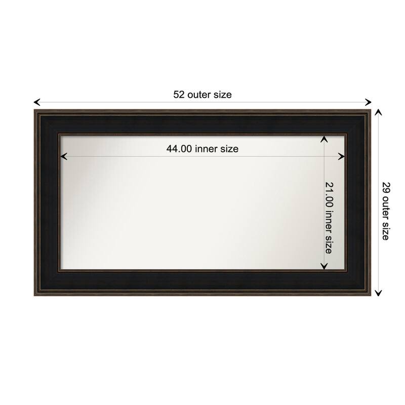 Mezzanine Espresso Framed Non-Beveled Custom Wall Mirror, Bathroom Vanity Mirror - Outer Size: 51.75 x 28.75