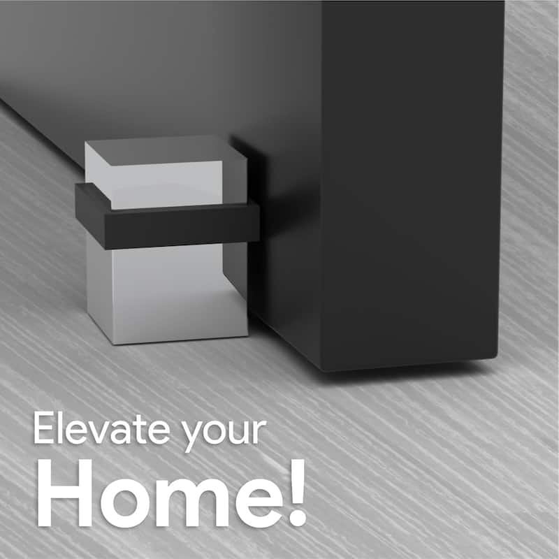 Mega Handles 1.5 Inch Square Floor-Mounted Door Stopper | Heavy Duty Zinc Door Knob and Wall Protection