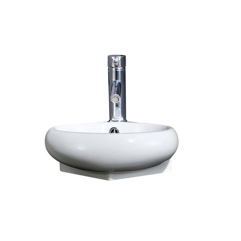 Fine Fixtures Ceramic 14.5-inch Corner White Wallmount Sink - 15" X 15"