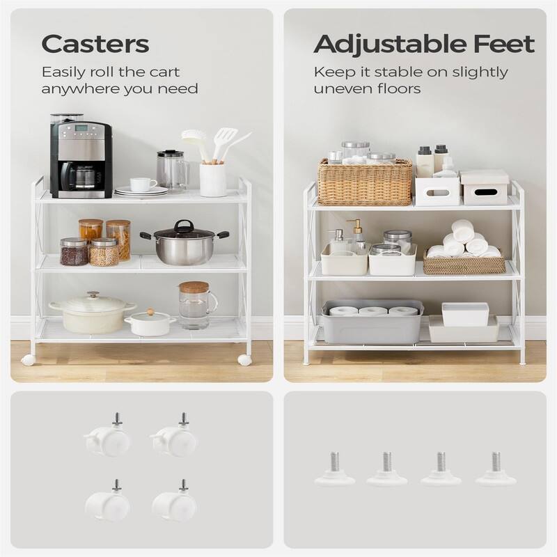 3-Tier Metal Storage Rack with Wheels