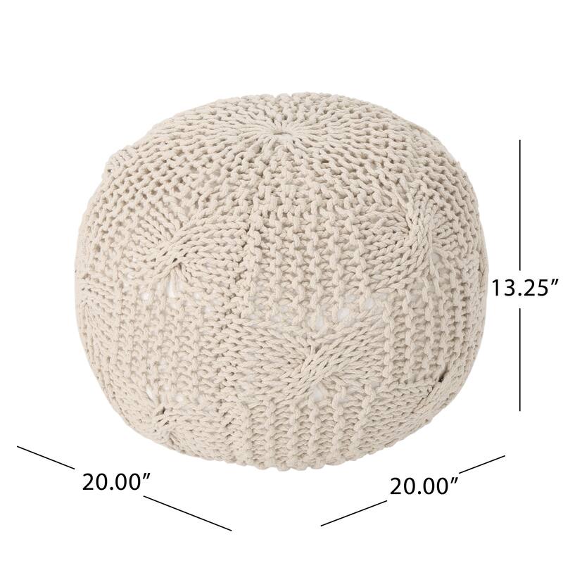 Bordeaux Knitted Cotton Round Pouf,Comfortable choice, multiple functions, classic design, and cozy cornersCoral