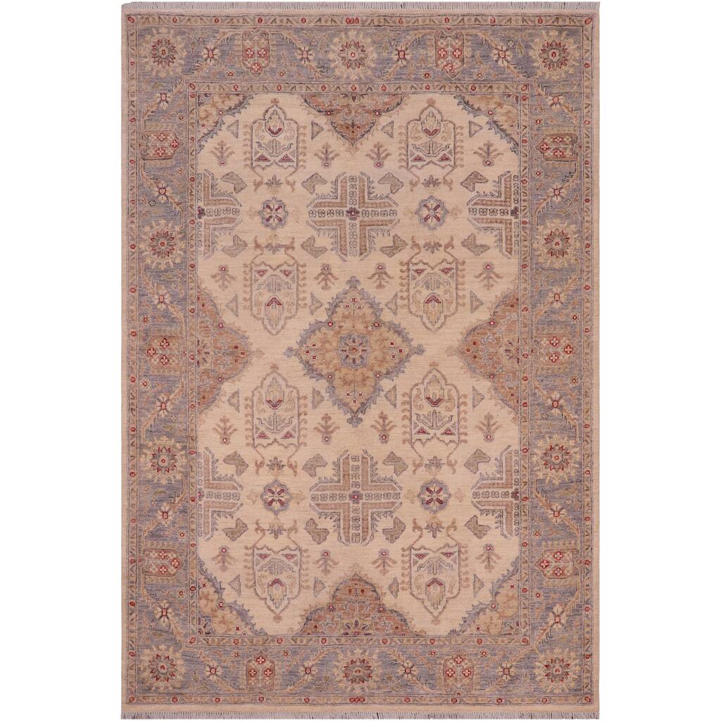 Classic Ziegler Caroyln Ivory/Gray Hand-knotted Rug - 5'7'' x 7'3''