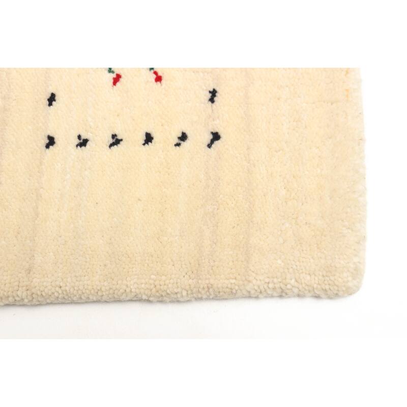 ECARPETGALLERY Hand Loomed Kashkuli Gabbeh Cream Wool Rug - 3'1 x 4'9