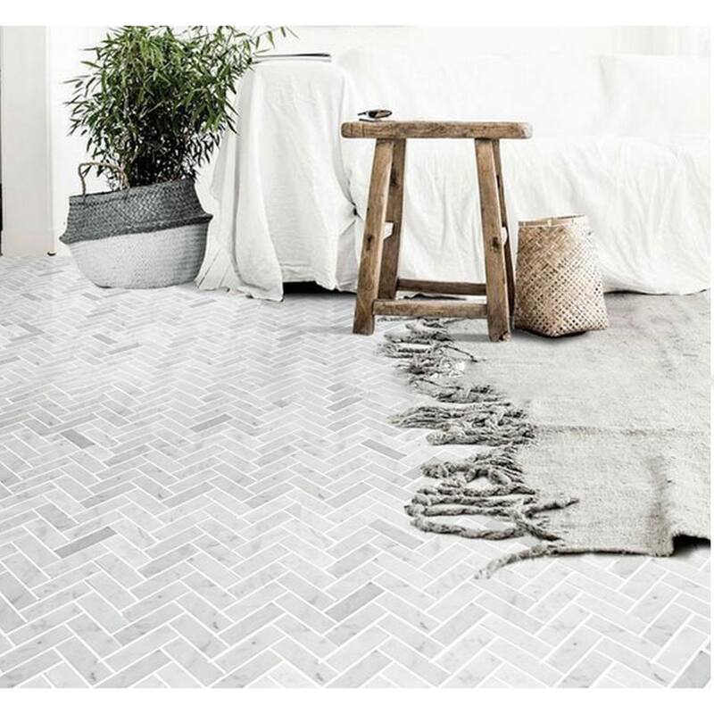 Carrara Marble Mosaic Decorative Backsplash Tile , 12"x 12"x 0.38"/pc