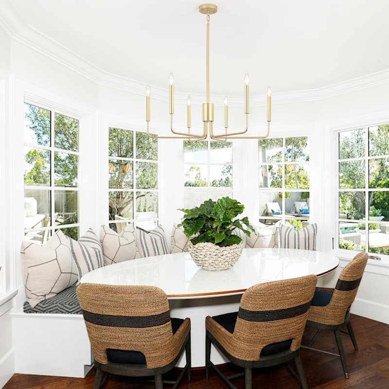 Modern 6-Light Simple Candle Chandelier for Kitchen Island, Living Room, Bedroom, Foyer