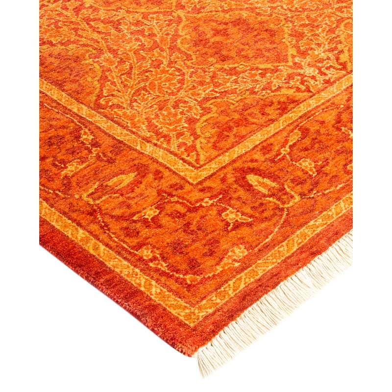 Overton Handknotted Wool Traditional Oriental Orange Runner