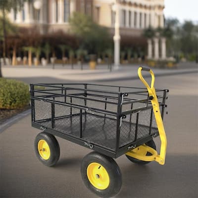 Heavy Duty Steel Garden Cart with Removable Mesh Sides - N/A