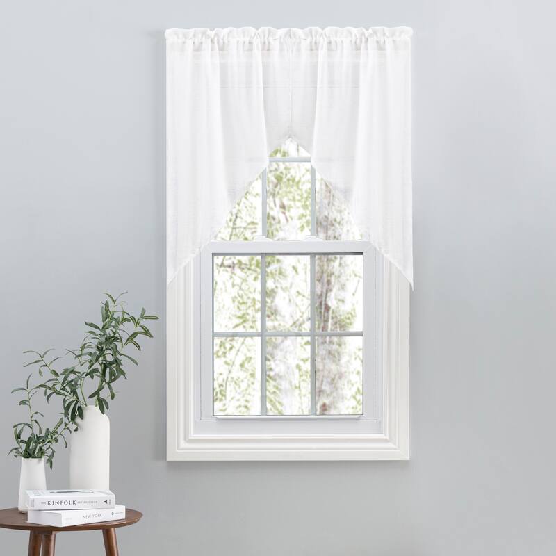 Shannon Premium Linen Rod Pocket W Header Kitchen Curtains - Tier, Swag or Tailored Valance (Sold Separately)