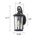 preview thumbnail 6 of 8, 21"H 1-Light Black Outdoor Wall Lantern with Ripple Glass for Porch Patio Entryway
