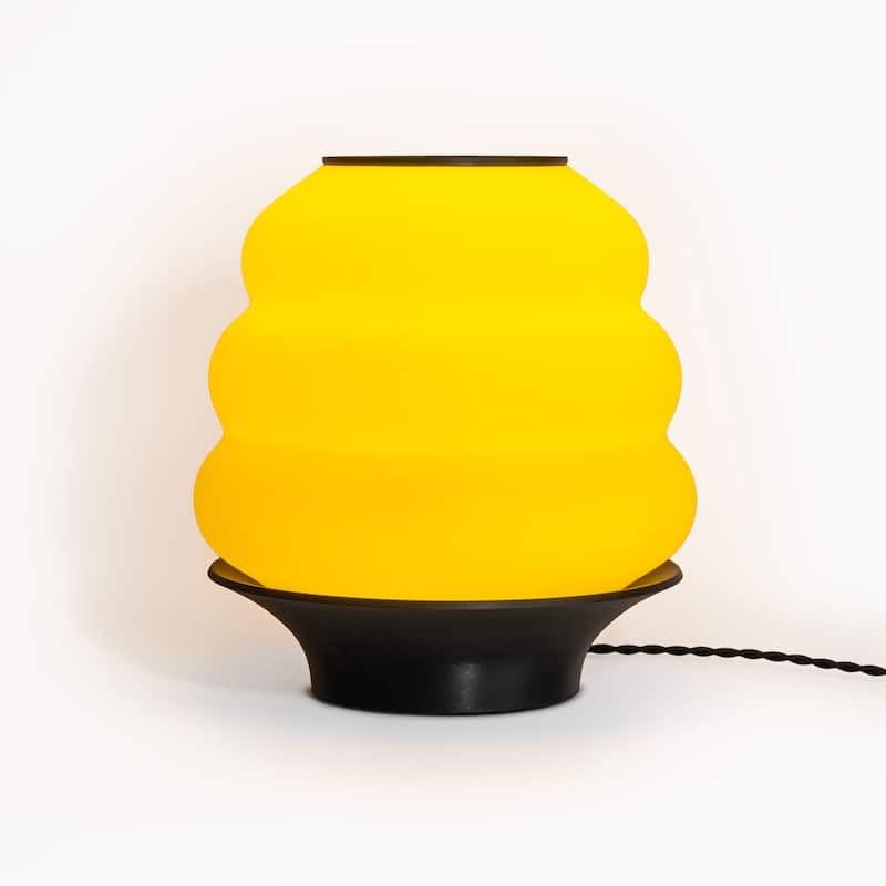 Honey Pot 12" Minimalist Classic Plant-Based PLA 3D Printed Dimmable LED Table Lamp, by JONATHAN Y - Yellow/Black