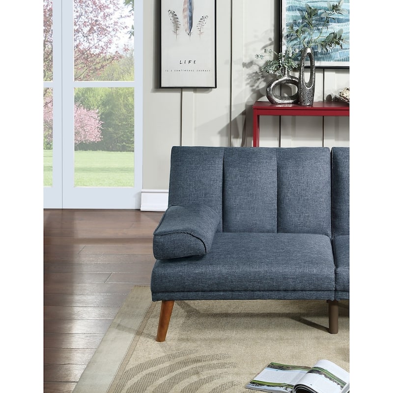Sofa Bed with Chaise, Retro Design, Ideal for Bedroom or Guest Room