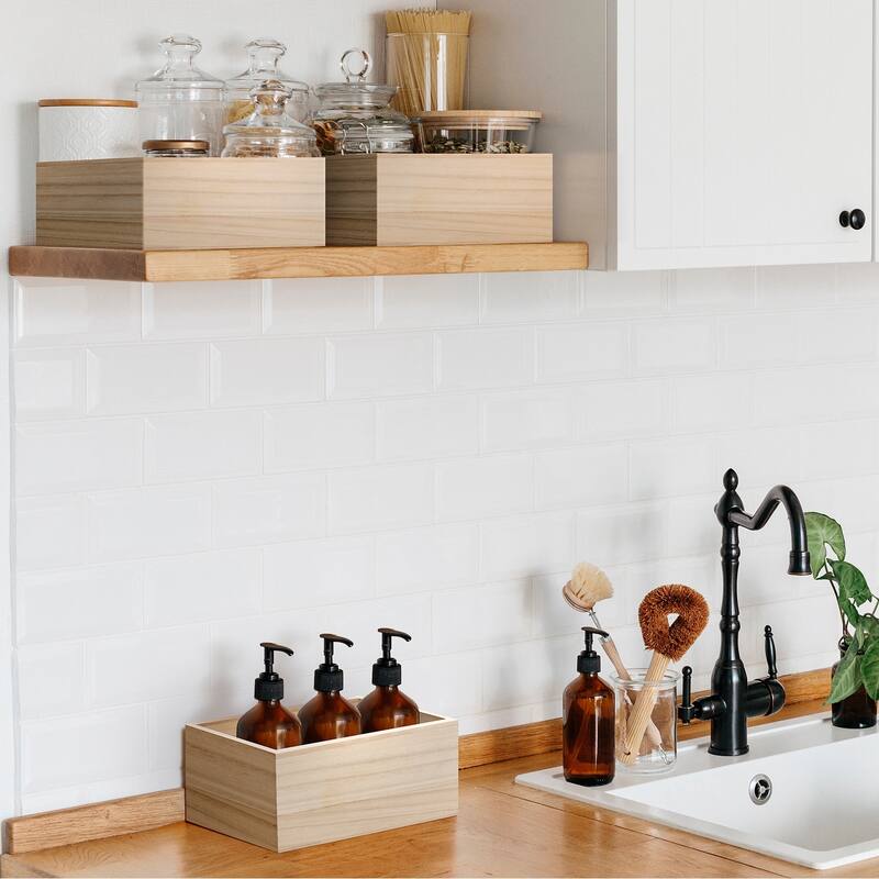 Unfinished Wood Crates, Organizer Bins, Wooden Box, Cabinet Containers - 4-Pack
