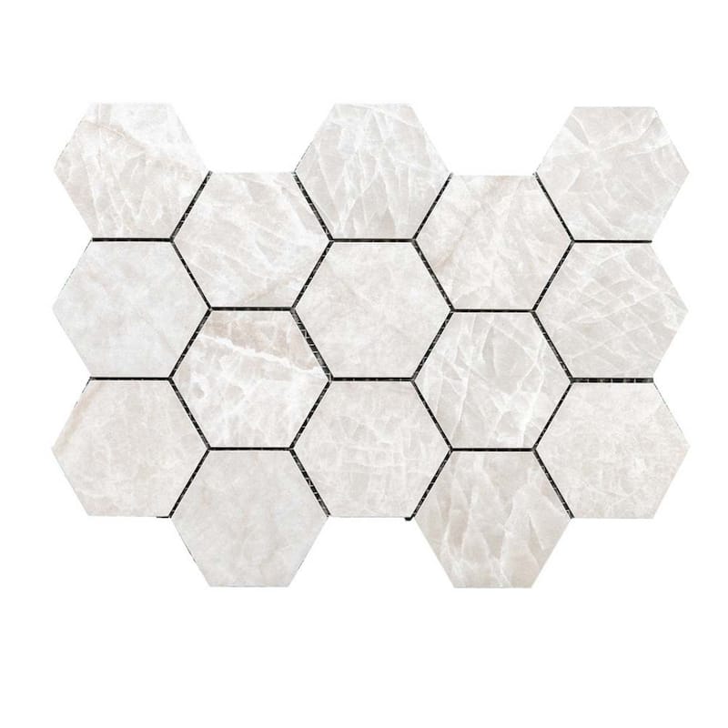 Galleria White 3x3 Semi-Polished Porcelain Hexagon Mosaic Tile - Floor, Wall, Backsplash