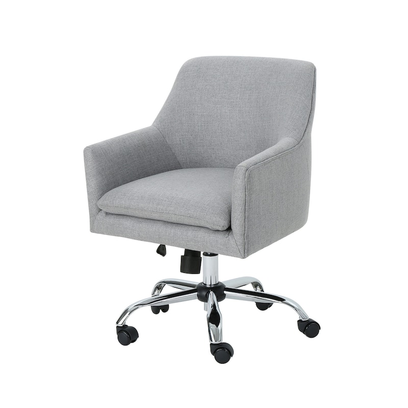 Heza Swivel Office Chair, Gray Fabric, Rolling Wheels, Chrome Metal