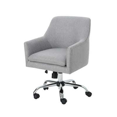 Heza Swivel Office Chair, Gray Fabric, Rolling Wheels, Chrome Metal