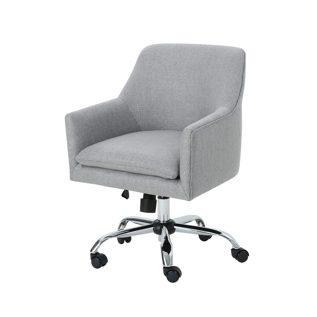 Heza Swivel Office Chair, Gray Fabric, Rolling Wheels, Chrome Metal