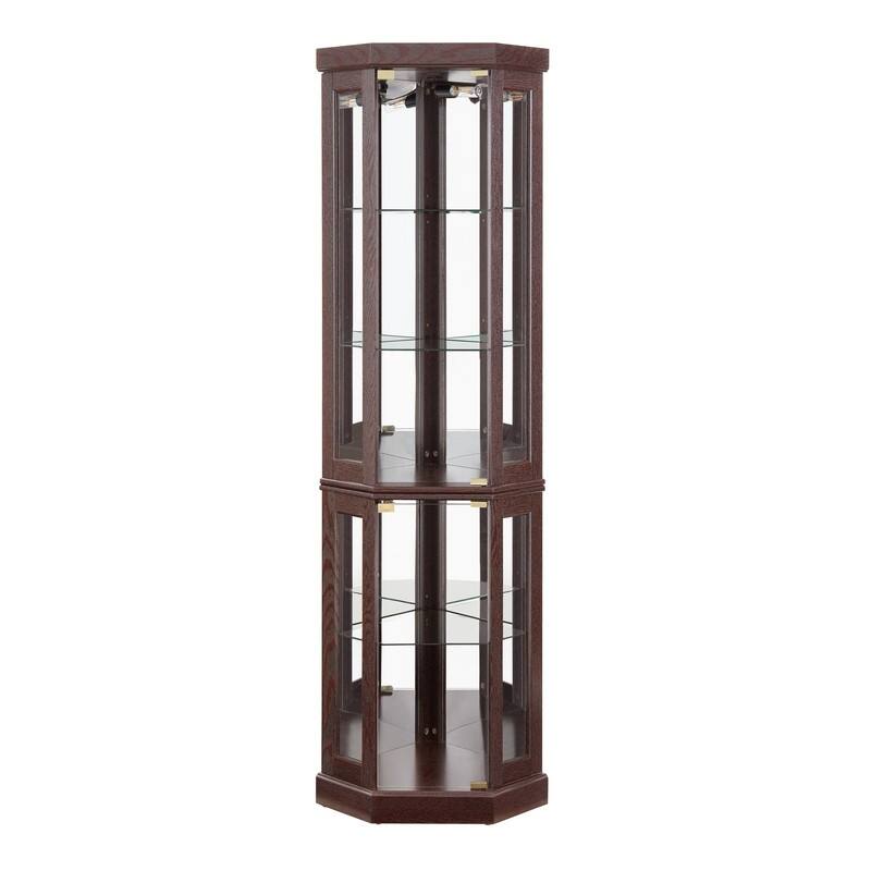 Corner Curio Cabinet with Lights-Stylish Glass Display Case for Living Room, Bar Storage & Collectibles