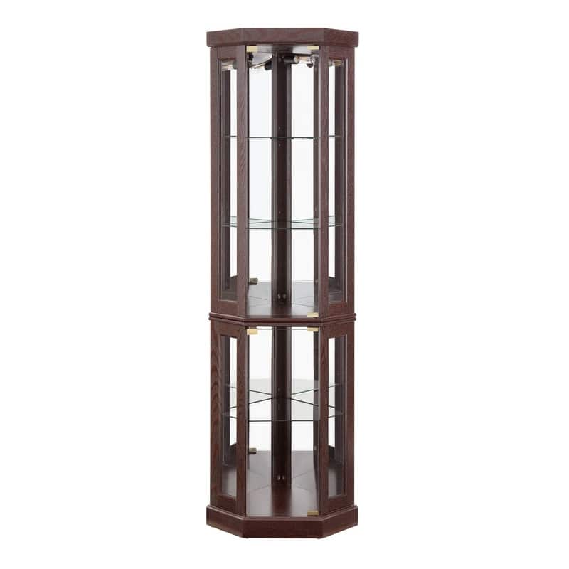 Stylish Corner Display Cabinet with Built-In Lights – Ideal for Showcasing Collectibles, Glassware, or Decor.