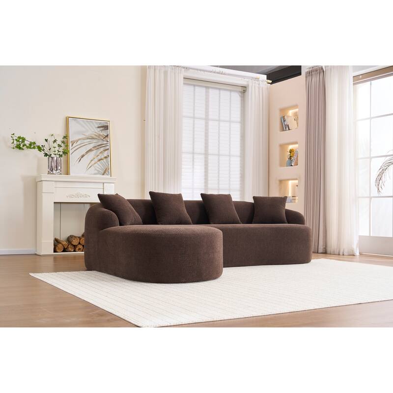 98.4" Chenille L-Shaped Sectional Sofa with Chaise & Pillows