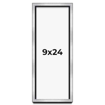 9x24 Shadow Box Frame Silver | 1.375 Inches Deep Real Wood