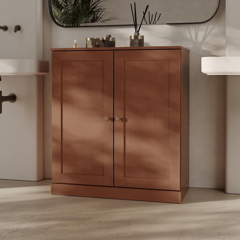 Palace Imports 100% Solid Wood 32" Bathroom Storage Cabinet with Shaker Doors and Adjustable Shelves - Mocha
