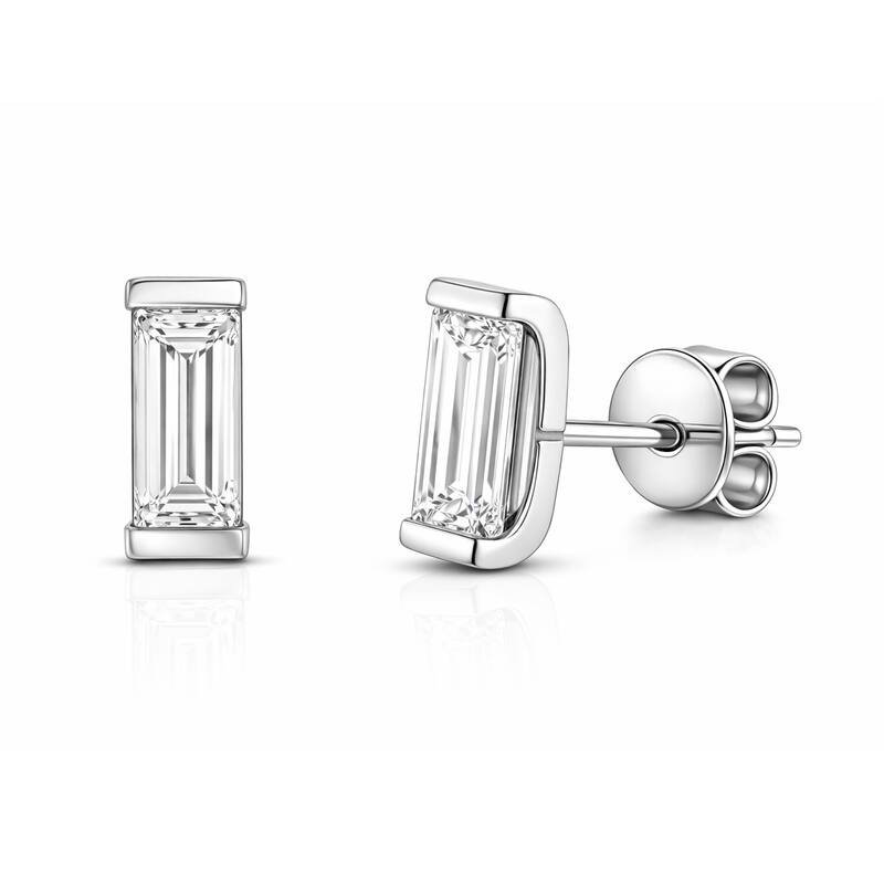 Auriya 14k Gold Lab Grown Baguette Diamond Stud Earrings 0.10 to 0.80 ct. tw. Push-Back (F-G VS) - White - White - 0.2