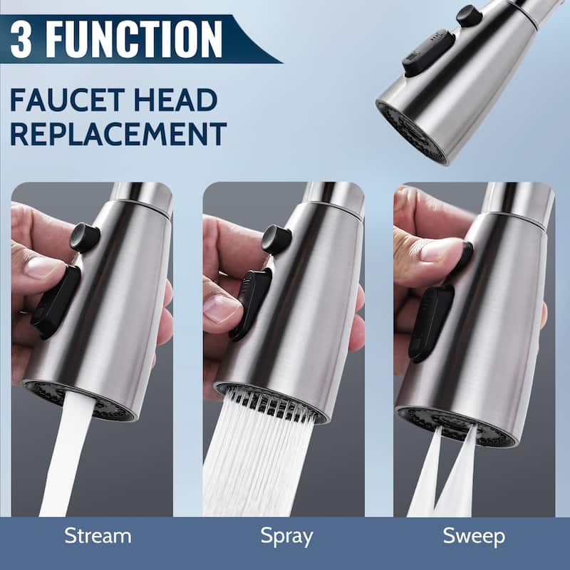 WOWOW Modern Kitchen Faucets Head with 3-Spray Modes and 9 Adapters