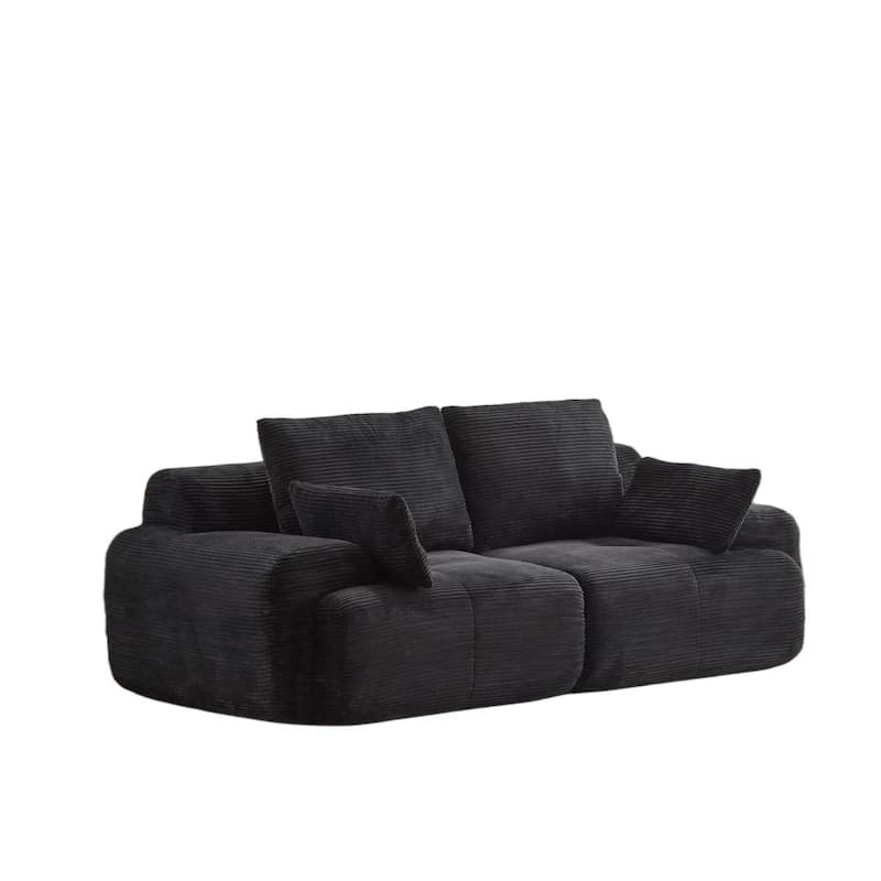 Oversize Memory Foam Compressed Deep Seat Couch Loveseat Sofa Pet-Friendly Corduroy 2 Seater Modular Sectional Sofa, No Assembly