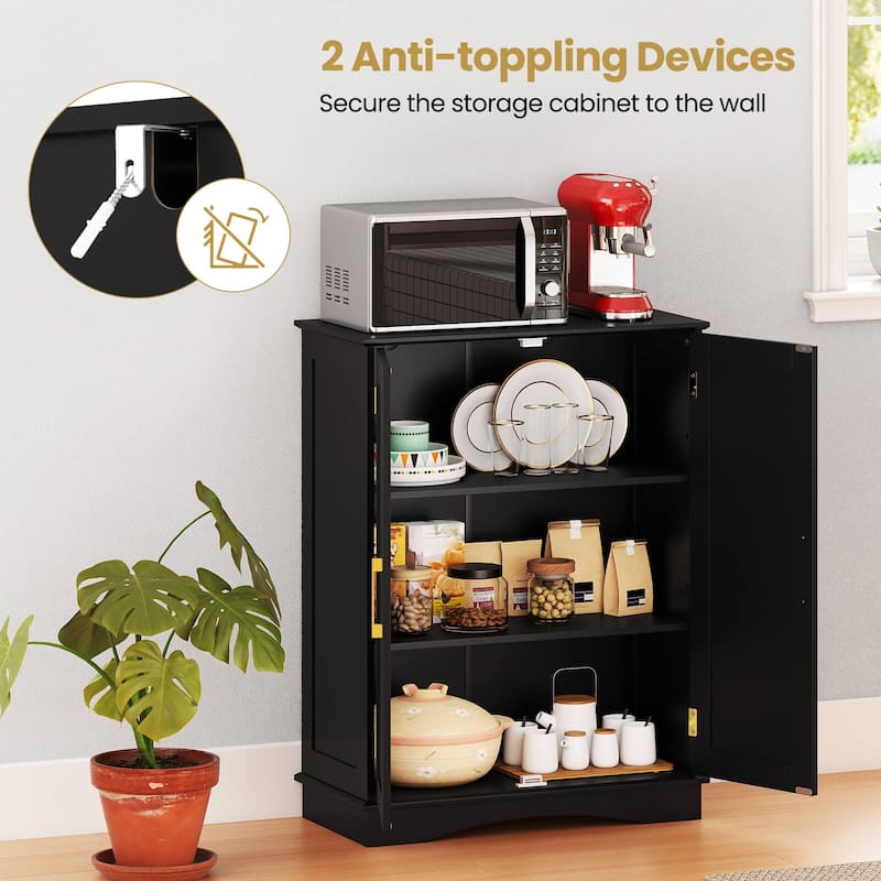 Costway Floor Storage Cabinet Modern Storage Organizer with Adjustable - See Details