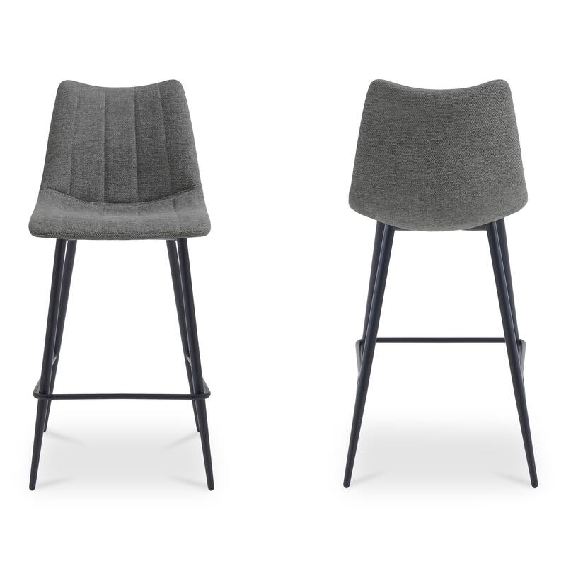 NADAAL STUDIOS Florian Counter Stool, Performance Upholstery and Steel Legs, Dark Grey - Set of 2