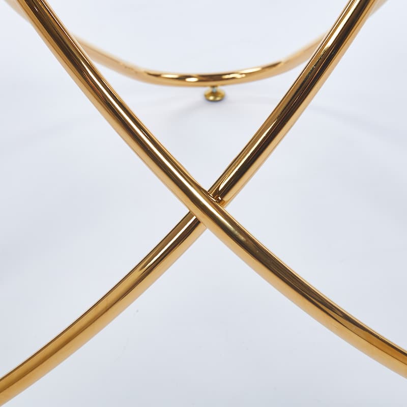 Dining Table with Tempered Glass Top & Metal Legs, Modern Round Kitchen Table for 2-4 People, Coffee Table for Small Space