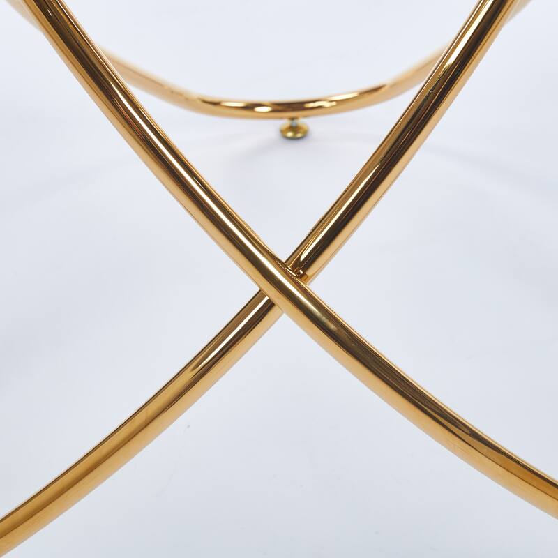 Dining Table with golden metal leg and tempered glass,Modern Space Saving Kitchen Table for Living Room,golden color metal legs