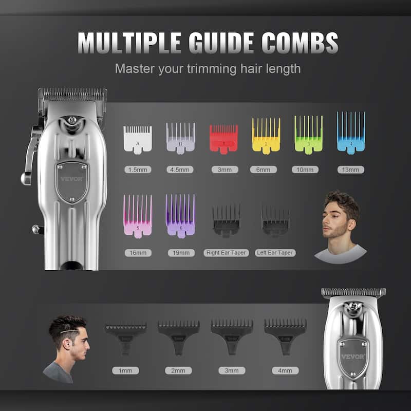 Professional Hair Clipper for Men, Cordless Barber Clippers and Trimmers Set, LCD Display Beard Trimmer with 14 Guide Combs