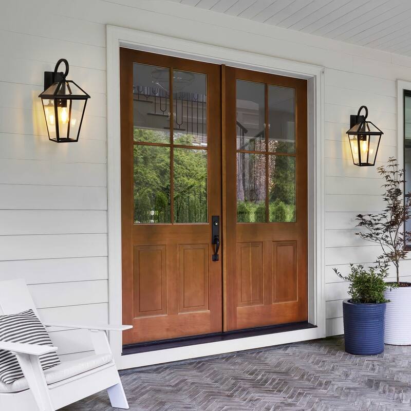 16.5'' Outdoor Wall Sconce With Clear Glass Shade For Porch, Patio, Garage, And Entryway (Set Of 2)
